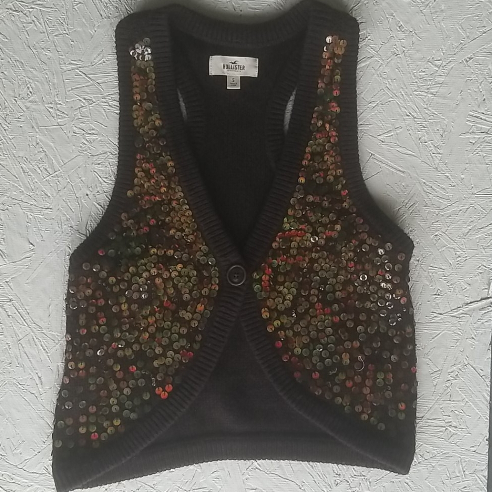 ❤Hollister Women's Brown Racer Back Sequin Vest